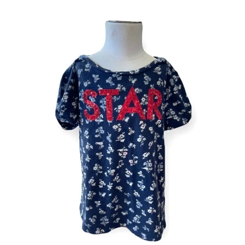 Girls Gap Kids Star Sequin Graphic Tee Shirt - Sz S